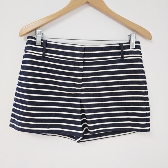 Ann Taylor Loft Shorts Size 2 The Riviera Navy White Stripe Nautical 4" NWT - Picture 1 of 12